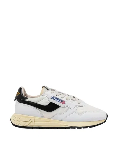 AUTRY AUTRY REELWIND LOW SNEAKERS IN NYLON AND WHITE BLACK LEATHER