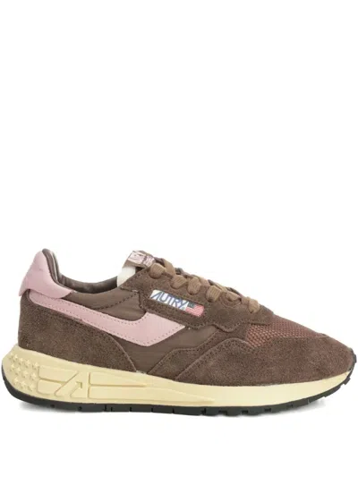 Autry Reelwind Low Sneakers In Nylon Suede And Leather Color Plugh And Zephyr In Brown