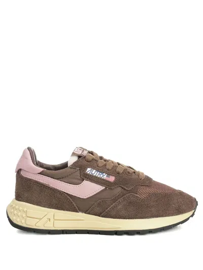 Autry Reelwind Low Sneakers In Nylon Suede And Leather Color Plugh And Zephyr In Brown