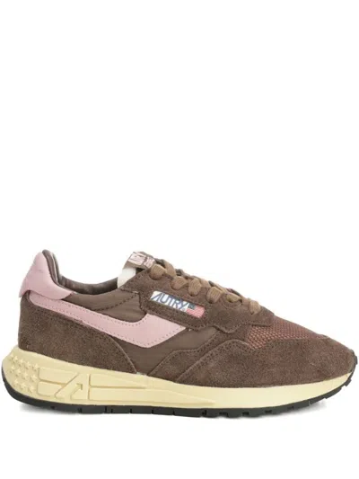 Autry Reelwind Low Sneakers In Nylon Suede And Leather Color Plugh And Zephyr Shoes In Brown