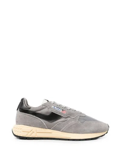 Autry Reelwind Low Sneakers In Plumbeo And Blue Space Nylon And Suede In Gray