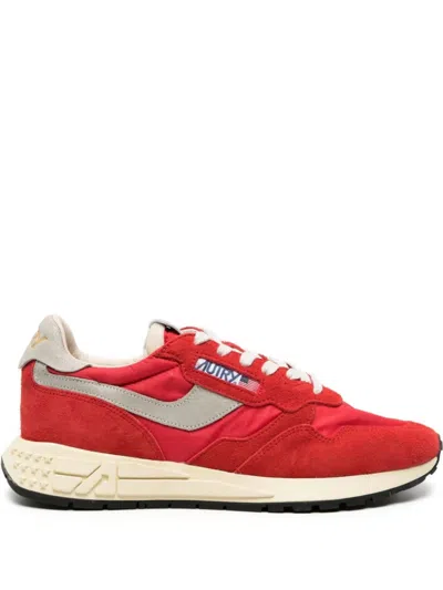 Autry Reelwind Low Sneakers In Red Nylon And Suede