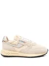 Autry Reelwind Low Sneakers In Nylon Suede And Leather Color Ecru And Platinum Shoes In Neutral