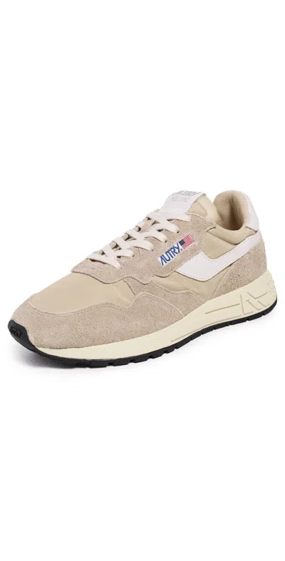 Autry Reelwind Low Nylon And Leather Craquele Pepper And White Sneakers In Multi