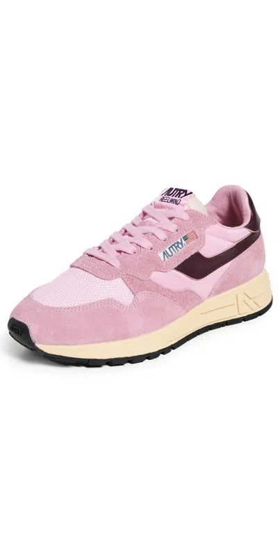 Autry Reelwind Pink Sneaker Low Top With Logo Patch On Tongue And Side In Suede For Women