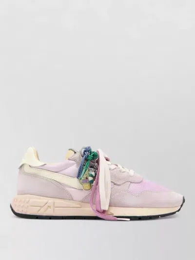 Autry Reelwind Low Sneakers Textured Panels Charm In Pink