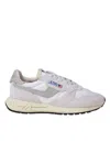 Autry Low-top Sneakers With White Crackled Leather Inserts In White