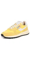 Autry Reelwind Suede Retro Trainer Sneakers In Wht/buttercup