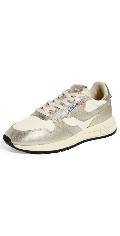 Autry Reelwind Low Sneakers Wht/gold In Gray