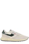 Autry Medalist Sneakers In Beige And Dark Green With Suede Inserts In Gray
