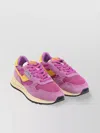Autry Reelwind Low Sneakers With Yellow Inserts In Pink