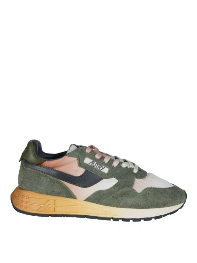 Autry Round Toe Sneakers With Contrast Padded Heel In Green