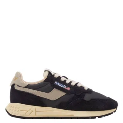 Autry Black Reelwind Low Suede Inserts Leather Sneakers