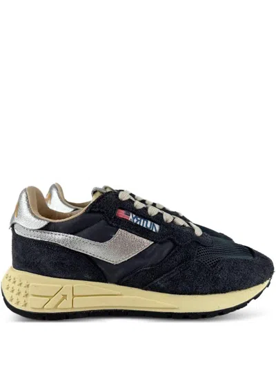 AUTRY 'REELWIND' LOW-TOP SNEAKERS IN BLACK NYLON AND SUEDE AUTRY