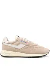 Autry Reelwind Low Nylon And Leather Craquele Pepper And White Sneakers In Neutrals