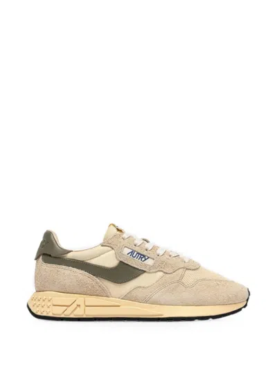 Autry Reelwind Low Leather And Suede-trimmed Mesh And Shell Sneakers In Neutrals