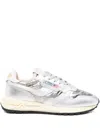 Autry Reelwind Metallic Leather Sneakers In White