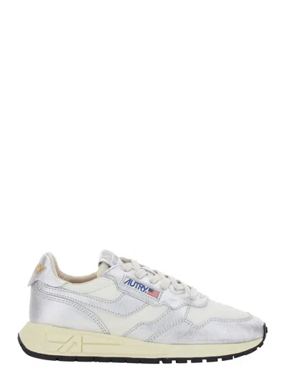 Autry Reelwind Metallic Low Top Sneakers With Logo Patch On Tongue And Side And Logo Lettering On The Heel In Gray