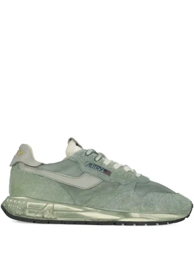 Autry Reelwind Metallic-panel Suede Sneakers In Green