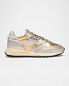 Autry Reelwind Metallic Retro Trainer Sneakers In Gold