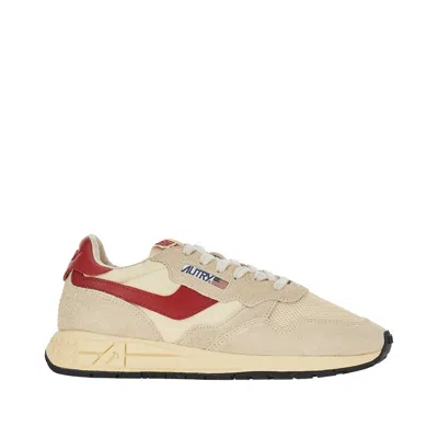 Autry Suede And Mesh Sneakers With Logo On The Side In Neutral