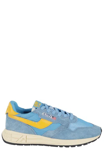 Autry Reelwind Nylon And Suede Low-profile Sneakers In Blue