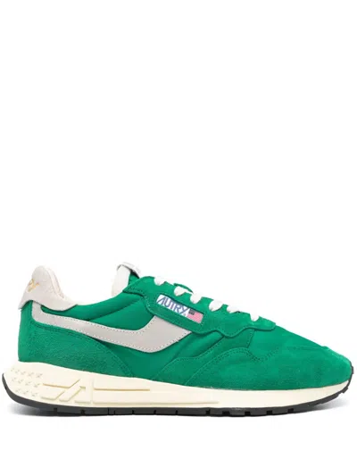 Autry Supervintage Sneaker With Rubber Sole And Suede Panels In Green