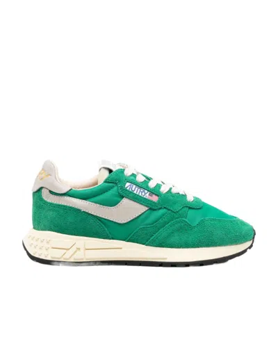 Autry Reelwind Panelled Suede Sneakers In Green