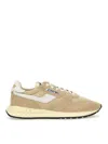 Autry 'reel Wind' Beige Low Top Sneakers With Logo Detail In Nude & Neutrals