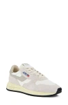 Autry Reelwind Suede And Technical Textile Trainer In White Natural