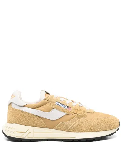 Autry Beige Sneakers With Logo-embellished Side Panels In Brown