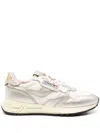 Autry White And Gold Leather Reelwind Sneakers In Silver