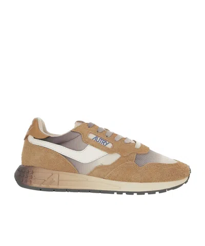 Autry Brown Leather Nylon Running Sneakers