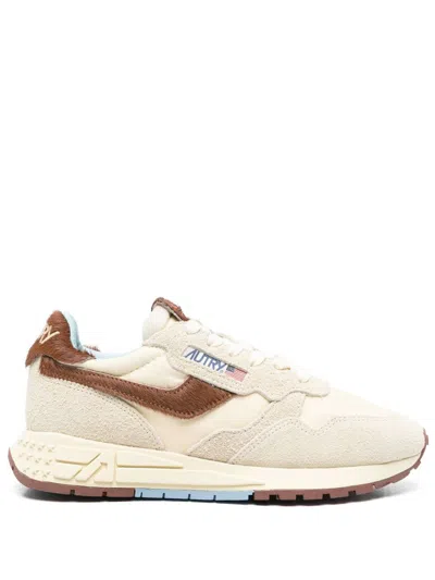 Autry Reelwind Trainers In Beige And Brown With Suede