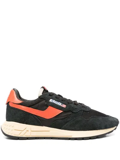 Autry Reelwind Sneakers In Black And Orange With Suede In Nero E Arancione