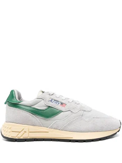 Autry Reelwind Sneakers In Gray And Green With Suede In Grey