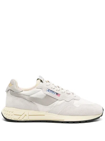 Autry Reelwind Sneakers In Gray With Suede In Bianco E Beige