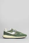 Autry Reelwind Sneakers In Green Suede And Fabric