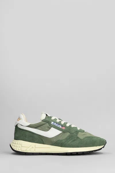 Autry Reelwind Sneakers In Green Suede And Fabric In Green