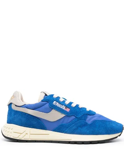 AUTRY BLUE REELWIND SUEDE-TRIMMED SNEAKERS