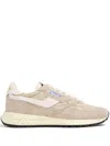 Autry Reelwind Low Nylon And Leather Craquele Pepper And White Sneakers In Neutrals
