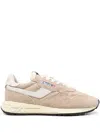 Autry Reelwind Low Nylon And Leather Craquele Pepper And White Sneakers In Nude & Neutrals