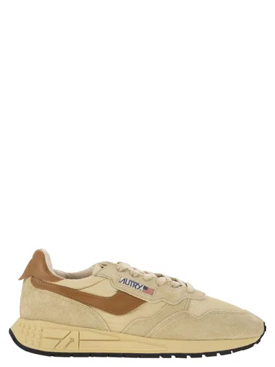 Autry Reelwind Suede And Technical Textile Trainer In Brown