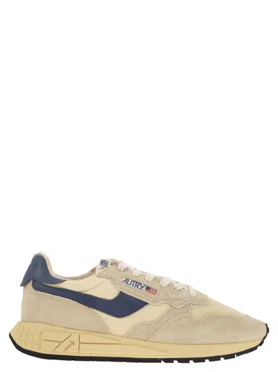 Autry Reelwind Suede And Technical Textile Trainer In Neutral