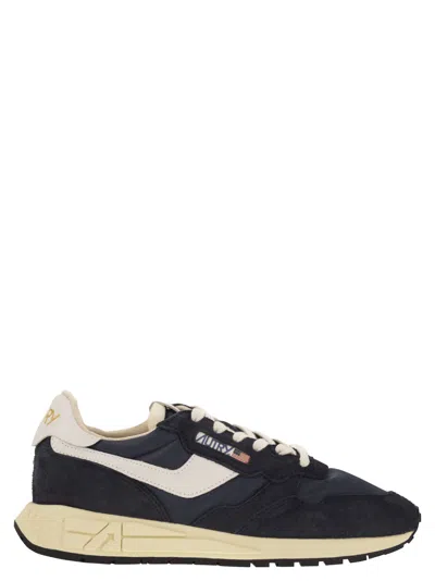 Autry Reelwind Suede And Technical Textile Trainer In Blue