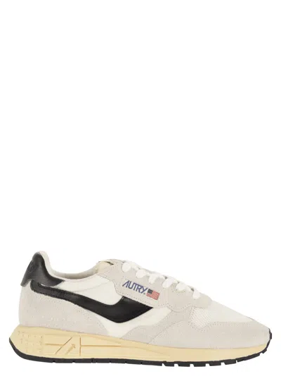 Autry Reelwind Suede And Technical Textile Trainer In Neutral