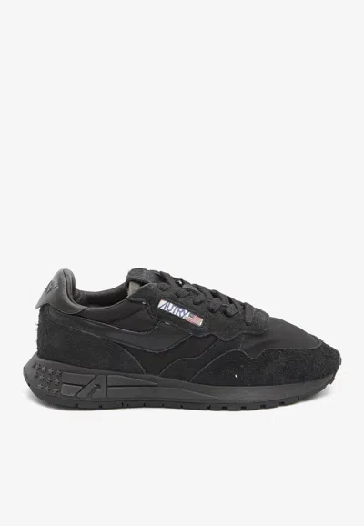 Autry Reelwind Suede Low-top Sneakers In Black