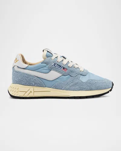 Autry 'reelwind' White Low Top Sneakers With Logo Patch On Tongue And Side In Leather Blend Woman In Blue