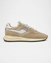Autry Reelwind Low Nylon And Leather Craquele Pepper And White Sneakers In Whtfiller