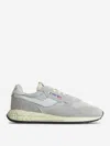 Autry Low-top Sneakers With White Crackled Leather Inserts In Gray